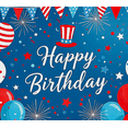 thumbnail image 3 of Happy Birthday Banner with Patriotic Elements Red White Blue Balloons Stars Fireworks Backdrop Party Decoration Photography Props Birthday Party Decor Background, 3 of 6