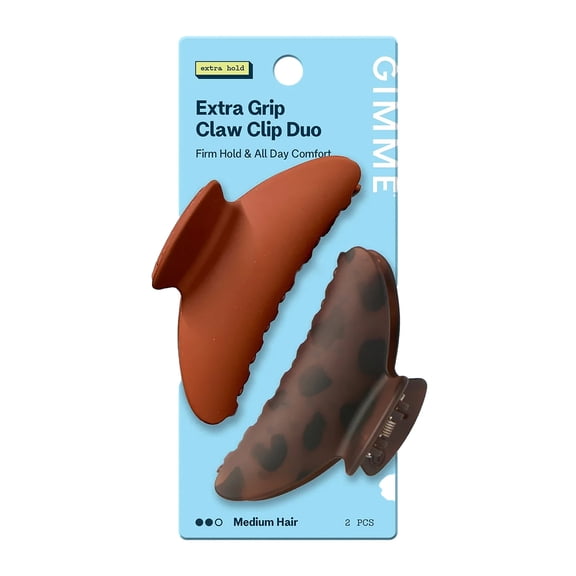 Gimme Beauty Fashion Extra Grip Claw Clip Duo - Firm Hold & All-Day Comfort for Medium Hair - Non-Slip Accessory Set - Perfect for Everyday Wear - Rust & Tortoise, 2 Pack