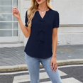 thumbnail image 6 of Diufon Women's Dressy Casual Tops Puff Sleeve V Neck Loose Shirts Drawstring Front Business Work Blouses, 6 of 8