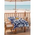 thumbnail image 2 of Outdoor Tablecloth with Umbrella Hole for Patio/Picnic/Party/Camping, Navy Blue Geometric Waterproof Table Cloth Rectangle Table Cover Washable, Vintage Abstract Art (54"x 80"), 2 of 8