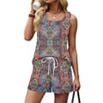 thumbnail image 6 of BOMYJESK 2 Piece Sets for Women Casual Sleeveless Tank Floral Print Matching Trendy Lounge Short Sets Lightweight High Waisted Sweatsuit with Pockets Summer Red XXL, 6 of 8