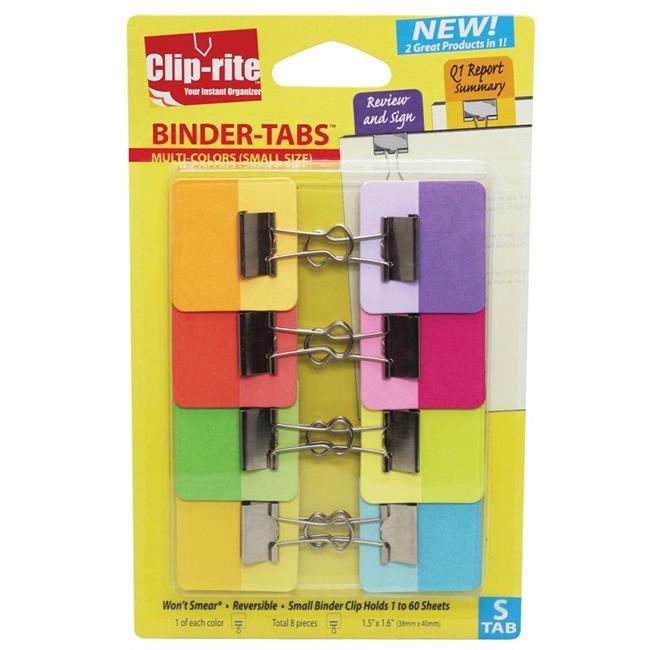ClipRite CRT0496 Binder Tabs with Extra Small Clips, Assorted Color