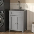 thumbnail image 2 of Ktaxon 24-Inch Laundry Sink with Cabinet and Pull-Out Sprayer Faucet, Stainless Steel Utility Sink with Cabinet, Grey Cabinet with Sink for Laundry & Utility Room, Kitchen, Bathroom, Basement, 2 of 8