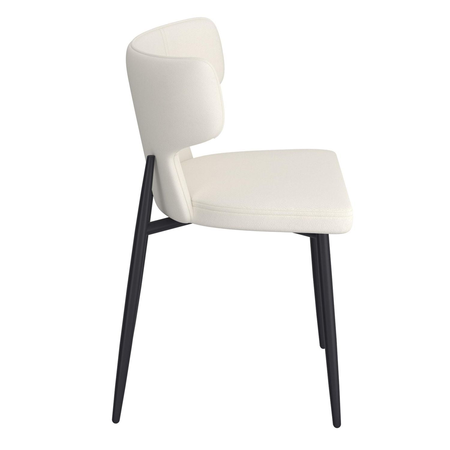 Chaise contemporaine de salle à manger en similicuir et en métal, ensemble de 2 – beige et noir