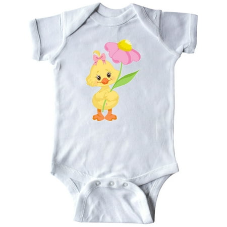 

Inktastic Cute Easter Chick with Pink Flower Gift Baby Boy or Baby Girl Bodysuit
