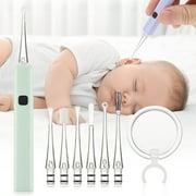 ROMYSE 10 Pack Ear Wax Removal Tool Kit with Light, Ear Pick Ear Cleaning Tools Set for Kids, Ear Picks Digger & Tweezers & Spiral Spring Ear Spoon with Storage Box (Green)