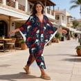 thumbnail image 5 of DISNIMO Women's Kaftan Maxi Dress Skull Rose Printed Batwing Sleeve V Neck Beach Swimsuit Cover Ups Loose Fit Bathing Suit Coverup Lightweight Caftan Dresses Soft Loungewear, 5 of 7