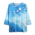 thumbnail image 1 of WBQ 3/4 Sleeve Shirts for Women Summer Round Neck Tie Dye Loose Pullover Comfy Soft Blouses Casual Print Tops, 1 of 6