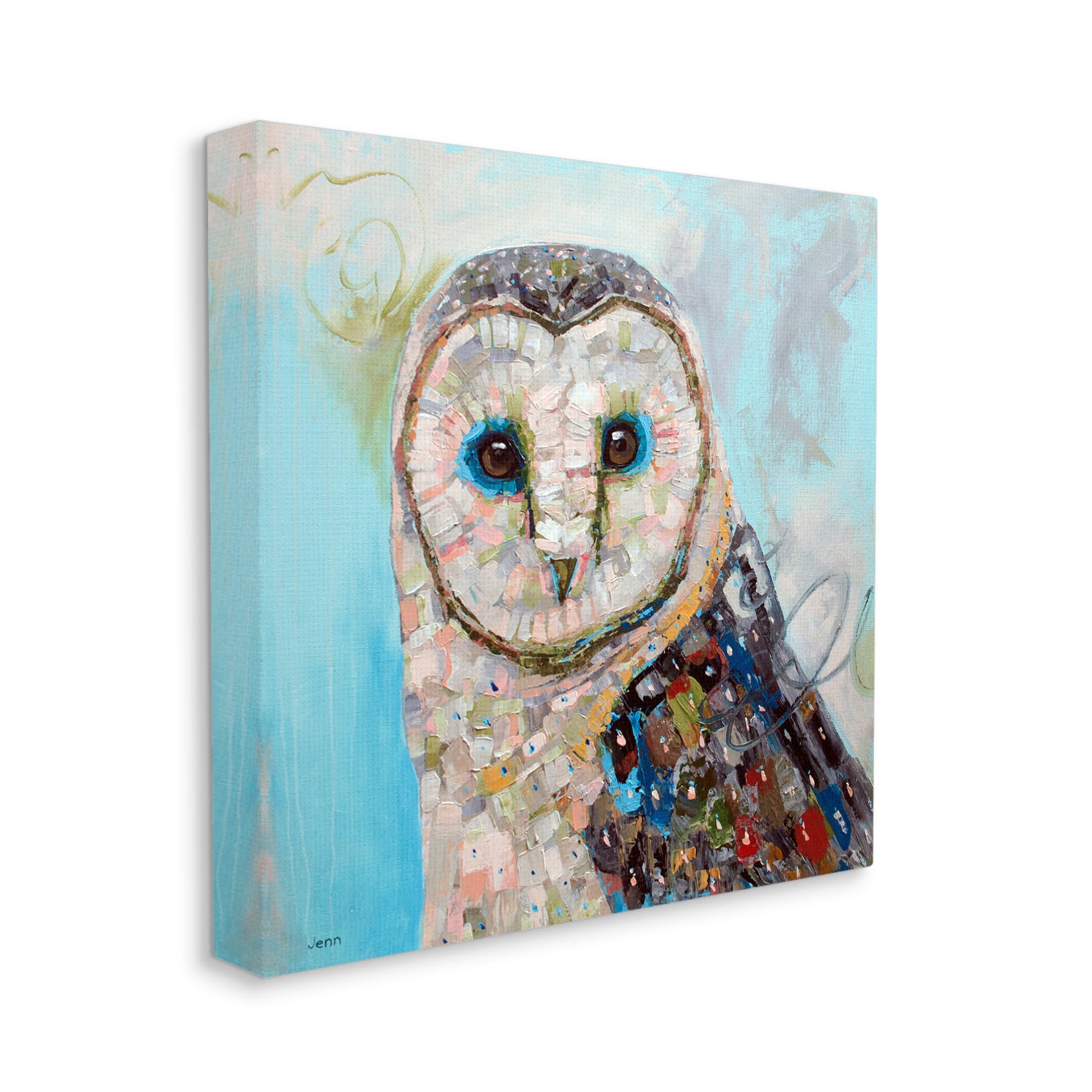 Barn Owl Urban Style Modern Animals & Insects Painting Gallery Wrapped Canvas Print Wall Art