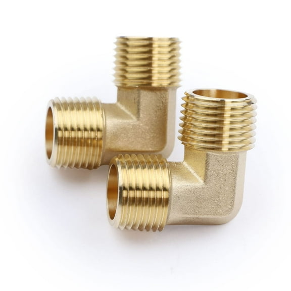 U.S. Solid 1/2 in MNPT x 1/2 in MNPT Brass Pipe Fitting 90 Degree Barstock Street Elbow Pack of 2