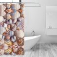 thumbnail image 2 of Shower Curtain, Sea Shells Waterproof Fabric Plastic Shower Curtain, Drying Fast Bathroom Curtain with 9 Buttonholes, Ruffle Shower Curtain 60x72in, 2 of 8