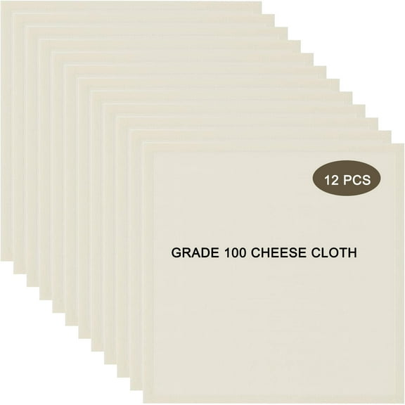 Cheese Cloths, 12 Pcs 20x20 Inch Grade 100 Precut Cheese Cloths for Straining, Cotton Unbleached, Reusable Muslin Cheesecloth for Straining, Making Yogurt, Juice, Cooking Turkey