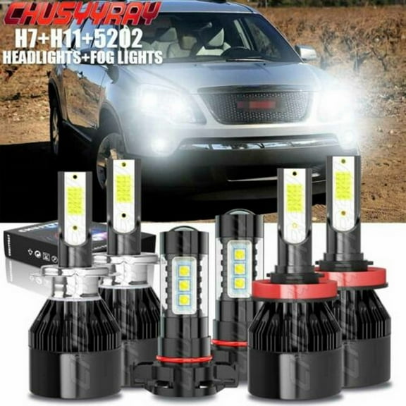 For GMC Acadia 2007 2008 2009 - 2011 2012 - 6X LED Headlight   Fog Light Bulbs