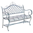 thumbnail image 4 of SAFAVIEH Abner Outdoor Patio Wrought Iron Garden Bench, Antique Blue, 4 of 10