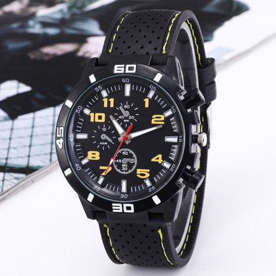 Reloj deportivo de moda Glue para hombre, correa de línea de coche, reloj de silicona para estudiantes