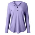 thumbnail image 5 of vigerkar Women's Waffle Knit Tunic Tops Loose Long Sleeve Button Up V Neck Henley Shirts (Purple, XXL), 5 of 5