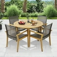 thumbnail image 2 of Gymax 5 PCS Patio Dining Set Round Acacia Wood Table 4 Wicker Armchairs Outdoor Garden, 2 of 10