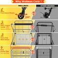 thumbnail image 2 of Wellmax Folding 160lb Capacity Dual Swivel Wheels Metal Shopping Cart With Extra Basket, 2 of 9