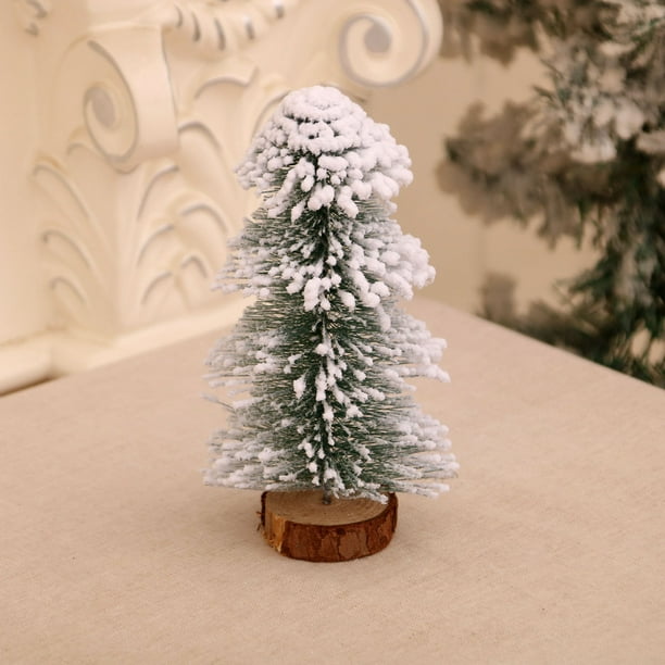 3 miniárboles de Navidad con base de madera, adornos navideños de mesa, adornos para manualidades de interior.