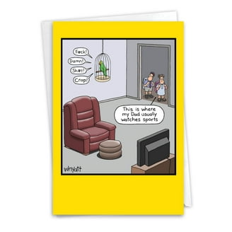NobleWorks Funny Father's Day Card - Dad Touching Thermostat Humorous Greeting Card