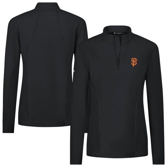 Women's Levelwear Black San Francisco Giants Upright Insignia 2.0 Quarter-Zip Tri-Blend Top