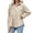 Beige, variant on Women Long Sleeve Corduroy Peplum Shacket Jacket Button Down Babydoll Shirts Oversized Casual Blouses Tops