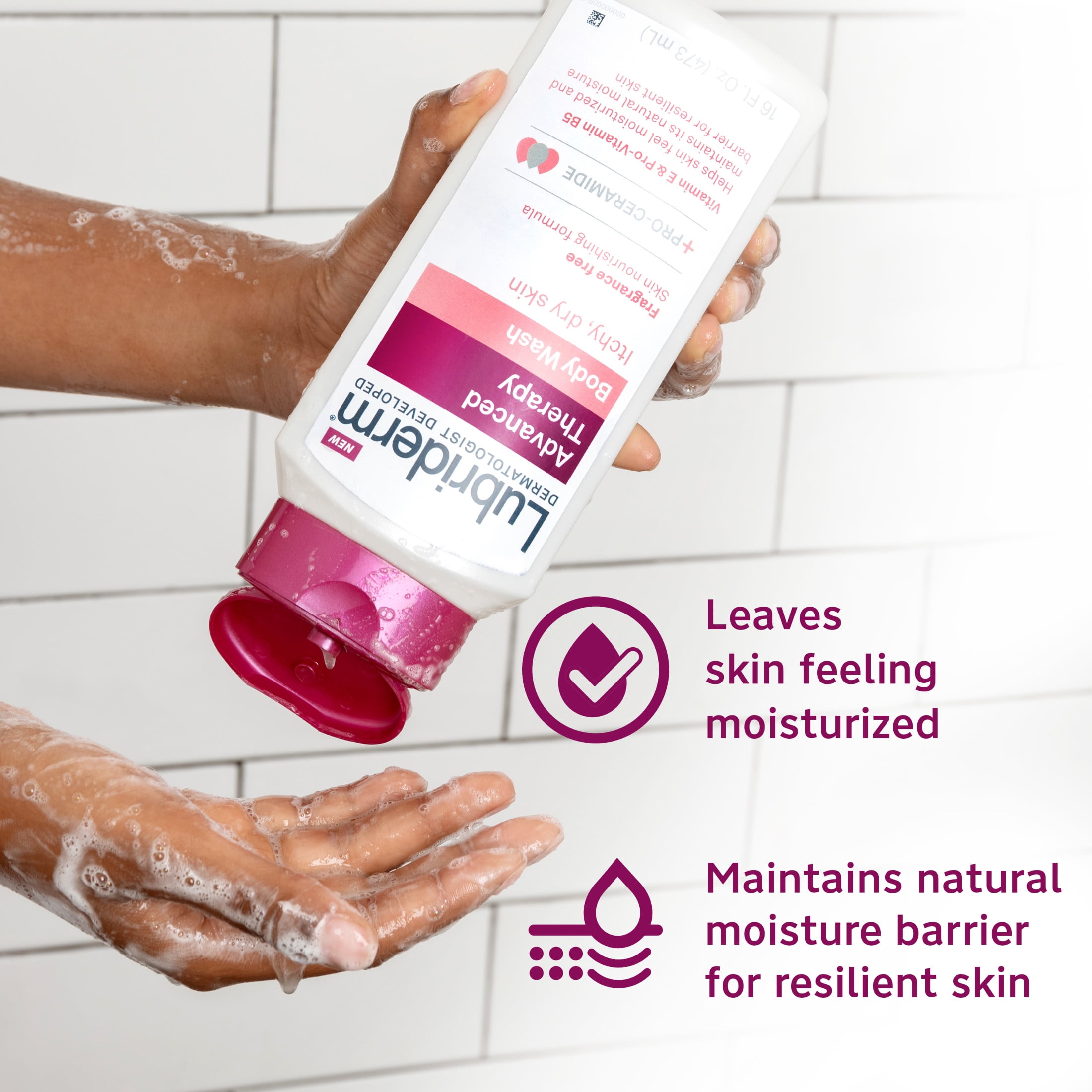 Lubriderm Advanced Therapy Unscented Body Wash, Vitamin E, 16 fl. oz