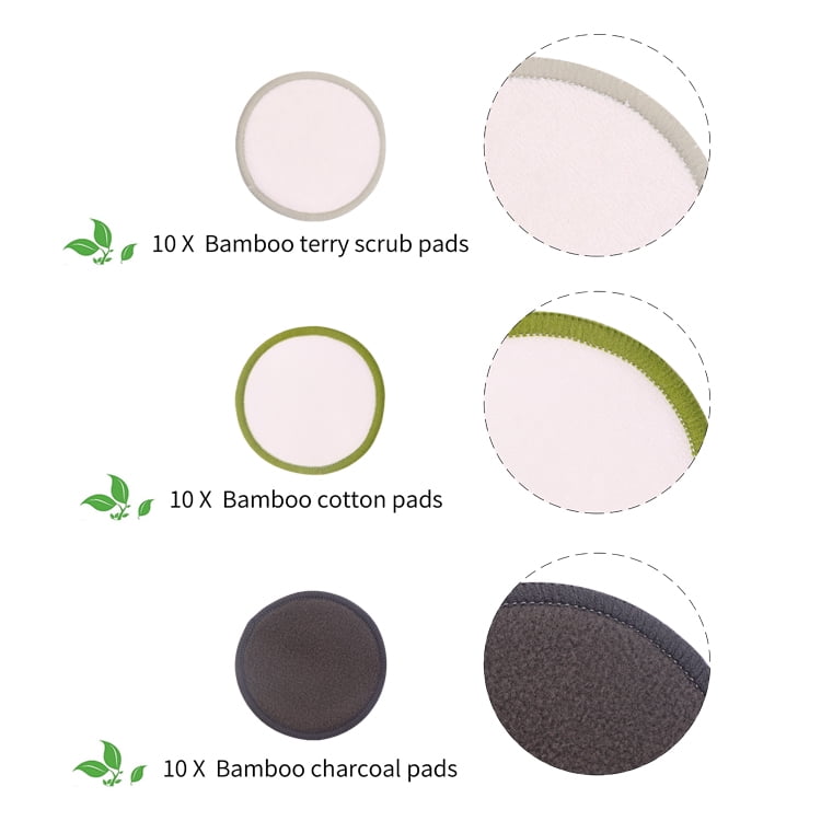 Chloven 30 Pack Organic Reusable Makeup Remover Pads - Bamboo Reusable Cotton Rounds for Toner, Washable Eco-Friendly Pads for all Skin Types with Cotton Laundry Bag