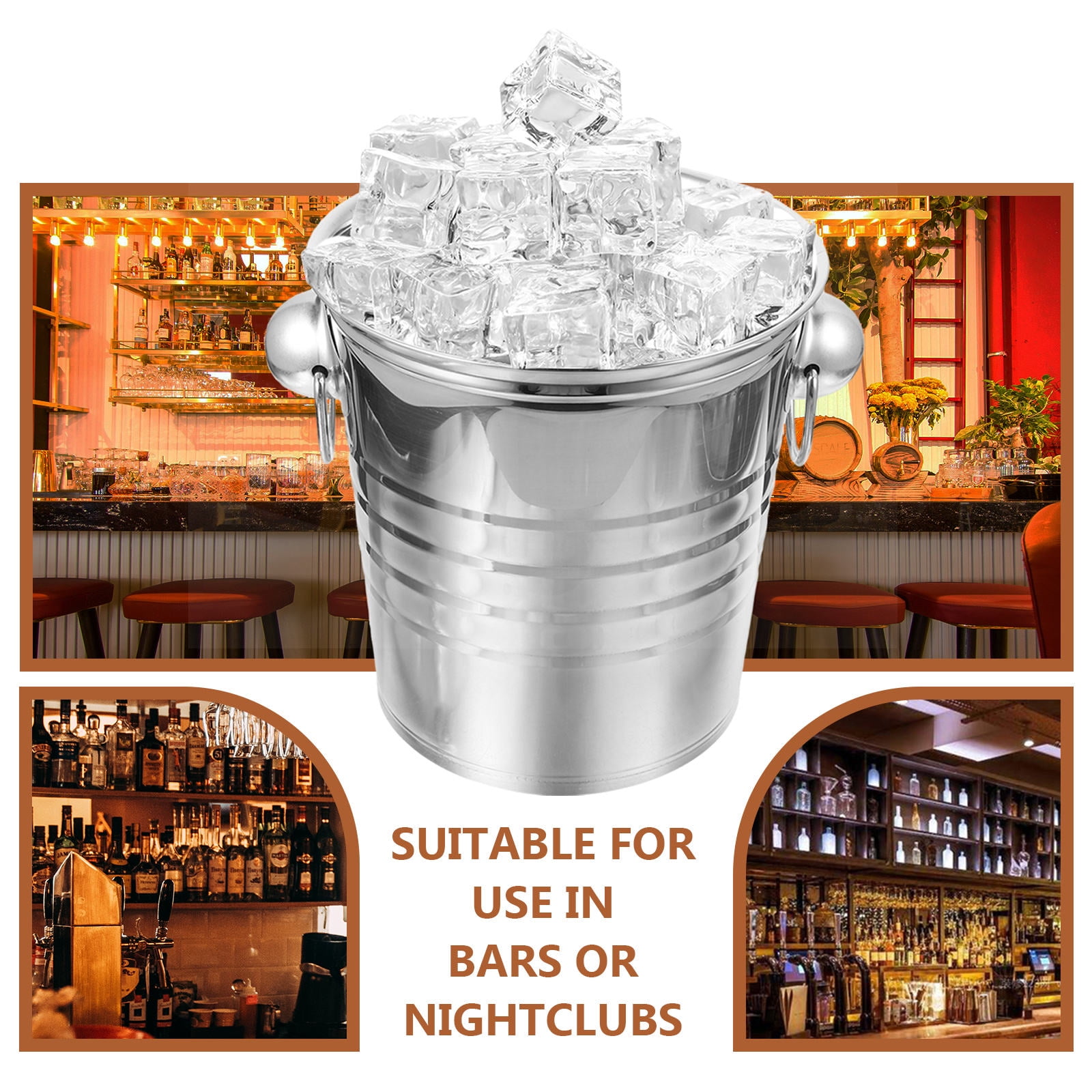 HONMEET Small Ice Bucket Ice Container Stainless Steel Cooling Adults Bar 1Pack
