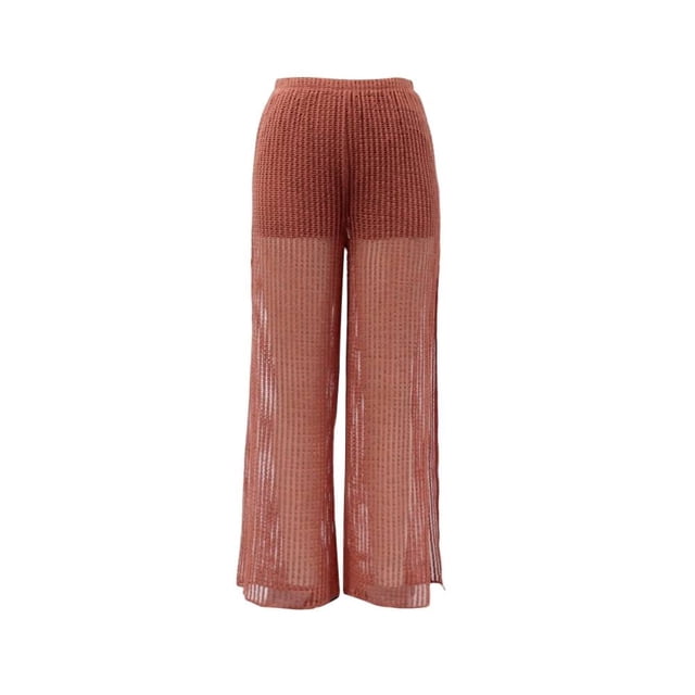 Ropa Playa Ocean Pacific para Mujer Pantalón Crochet Elástico Aberturas Laterales Rojo Talla M