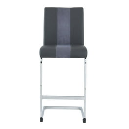 Set Of 4 Grey Two Tone Barstools With Silver Tone Metal Base Set Of 4 Grey Two Tone Barstools With Silver Tone Metal Base