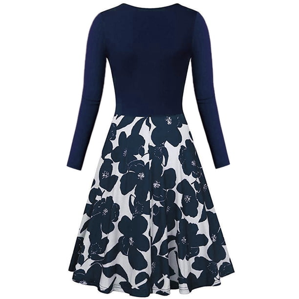 Vestido A Cuadros Grande Estampado Con Pliegues Y Costuras de Manga Larga Con Cuello en V Para Mujer Odeerbi ODB116955