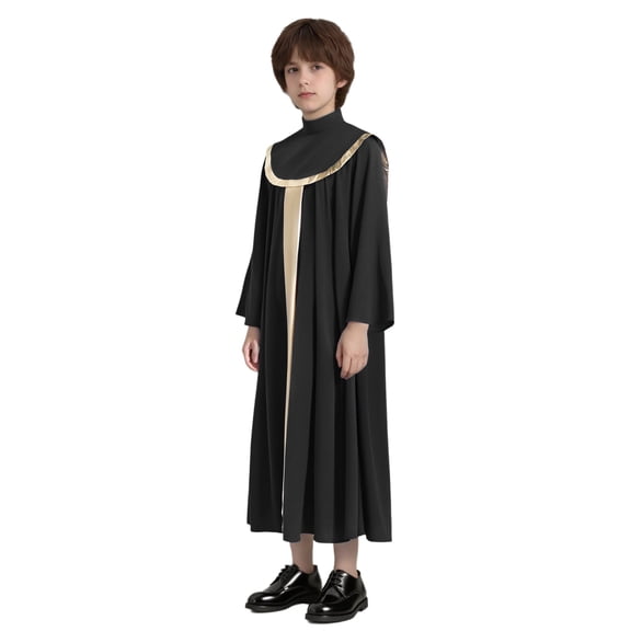 Miutii Kids Boys Girls Metallic Choir Robe Preschool Graduation Gown Judge Robes Clothes Worship Praisewear Black 10