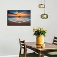 thumbnail image 4 of HFDF Ocean Beach Wall Art Living Room Decor Sunset Ocean Landscape Pictures Wall Decor Hawaii Coastal Beach Skyline Canvas Prints Painting Nature Seascape for Bathroom Decoration 10x8inch Framed, 4 of 6