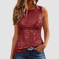thumbnail image 2 of WHEANG Y2K Tops for Women Sequin Sheer Crop Top Sleeveless Slim Fit Sparkly Tank Tops for Women Nightclub Party Womens Tops Mesh Clubwear Womens Summer Outfits Size L Red, 2 of 4