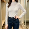 thumbnail image 6 of Breezora Womens Long Sleeve Thermal Tops Stand Neck Warm Fleece Turtleneck Undershirt For Autumn Winter Elegant, 6 of 6