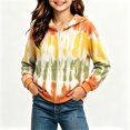 thumbnail image 6 of Spazoro Girls Full Zip Hoodie with Pockets, Hooded Tie Dye Long Sleeve Stretchy Lightweight Casual Sweatshirt Jacket Green Size 5-6, 6 of 6