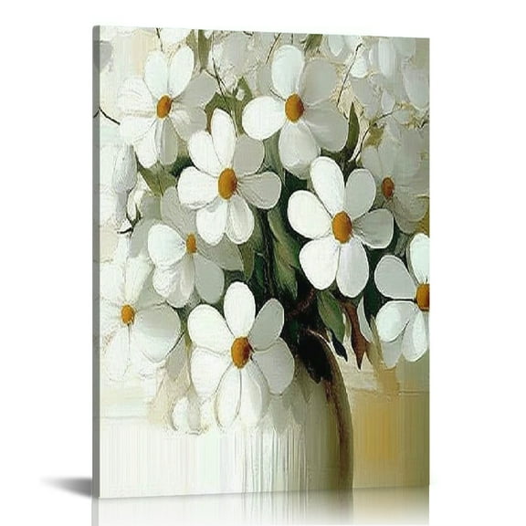 ZFLMY White Flowers Modern Canvas Prints Wall Art Home Decor Living Room Bathroom Bedroom Office Gift Ideas 12x16in