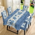 thumbnail image 3 of TSOVTHRID Blue Poppy Floral Print 5 Pcs Chair Protector Cover and Tablecloth Set Stretch Removable Washable 55"x82" Table Cover and Seat Slipcover for Home Hotel Dining Room Banquet Wedding Party, 3 of 7