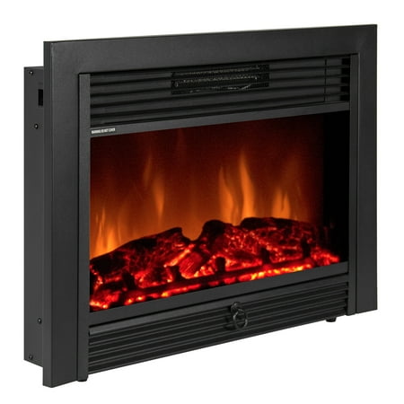 Electric Fireplace Hearth - Best Choice Products 28.5in Insert Electric Adjustable Fireplace Heater Display w/ 5 Brightness Levels, 3D Logs, Realistic Flames, Remote Control