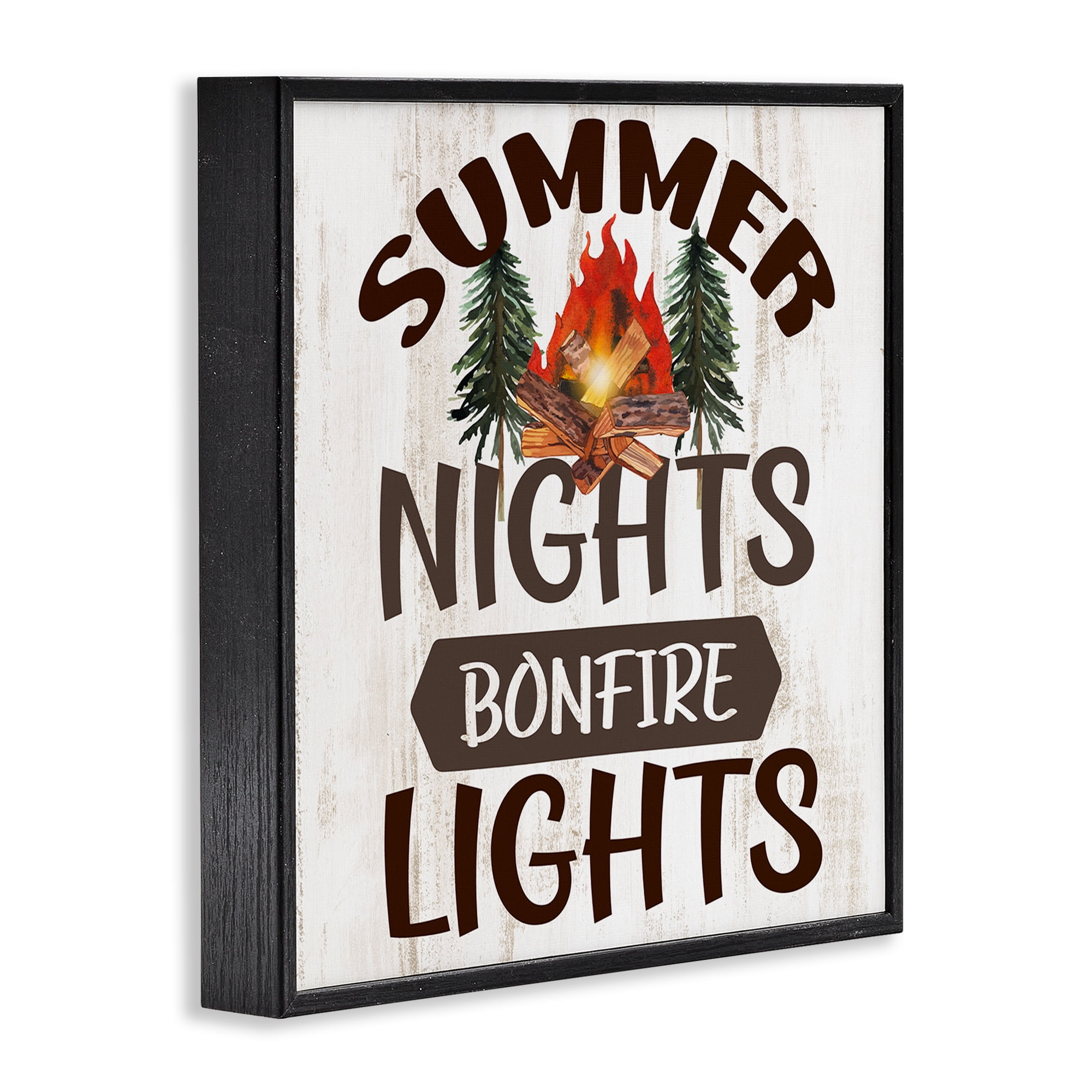 Stupell Industries Summer Nights Phrase Landscape Painting Black Framed Art Print Wall Art, 24 x 24