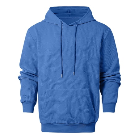 HXWCHs Men's Lightweight Hoodie for Spring Men's Winter Casual Hooded Pullover Sweater Loose Fit Jacket Sports Outerwear Blue L