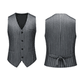 thumbnail image 5 of HBDesign Mens 3 Piece Suit Set Summer Lightweight Slim Fit Blazer Vest Pants Pinstripe for Business, 5 of 7