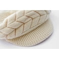 thumbnail image 4 of Gorro de punto cálido de invierno para mujer, gorros de esquí de lana para nieve con visera, Beige, 4 of 5