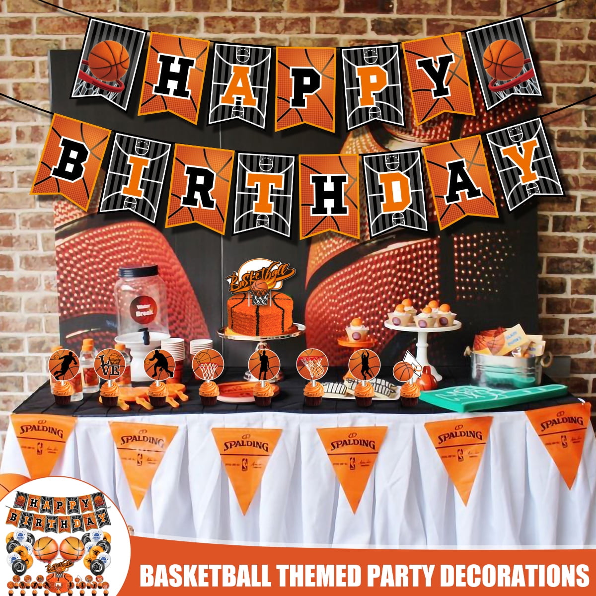Basketball Themed Decoration Set Birthday Layout Supplies Set Easy to Decor  - Walmart.com
