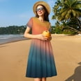 thumbnail image 4 of Goofa yellow orange and teal Pattern Women Summer Short Sleeve Midi Dress with Pockets Casual Aline Flowy Tshirt Dress Vocation Beach Sundress, 4 of 6