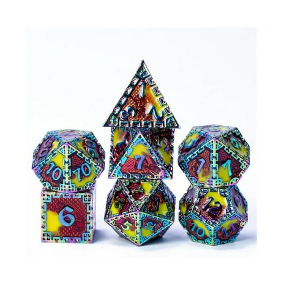 Foam Brain Games Hidden Dragon Poly Set - Burnt Opal & Red (7) New