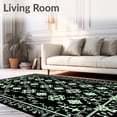 thumbnail image 2 of ODIKA 5'x7' Machine Washable Non-Slip Area Rug, Botanical Vine Lattice with Interlocking Motifs High Traffic Rug, Black, 573552, 2 of 7