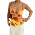 thumbnail image 4 of Womens Tank Top Women's Elegant Floral Print Spaghetti Strap Crop Top Camisoles for Women Yellow L, 4 of 8