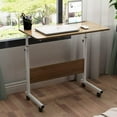 thumbnail image 1 of SOGES Bureau d'Ordinateur Portable Réglable et Mobile avec Fente Intégrée pour Lit et Sofa, Chêne, 1 of 5